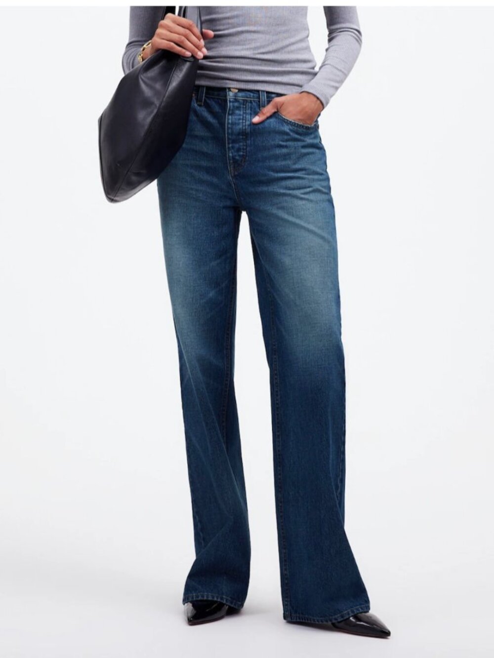 Madewell Low-Slung Baggy Jeans Women's 25 NS199 Moffat Wash Rigid Denim